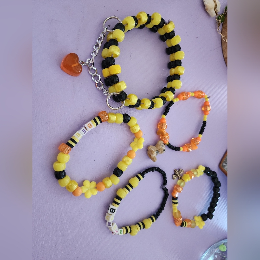Bumble bee themed rave bracelet